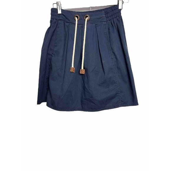 Zara Dresses & Skirts - Zara Basic Navy Blue A Line Mini Skirt Drawstrings Womens Size Medium Stretch